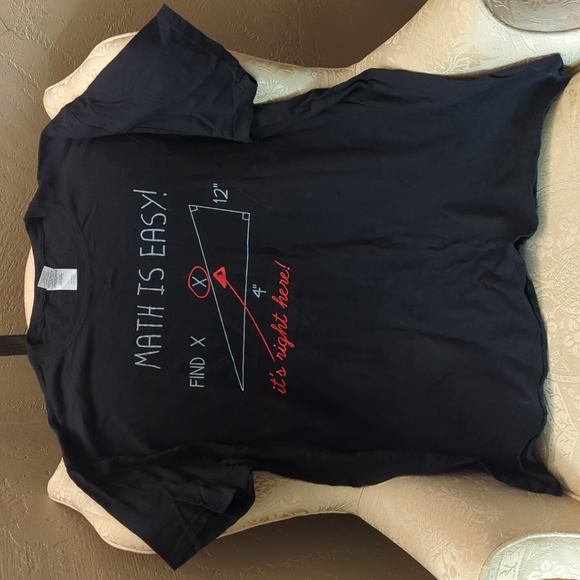 2XL Unisex Math Is Easy Black Tshirt - Picture 2 of 4